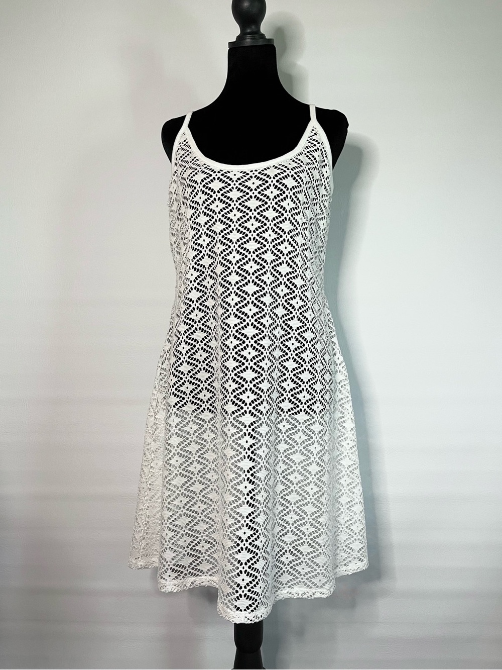 BONGO White Crochet Skater Dress